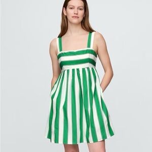 GAP Green and White Striped Dress